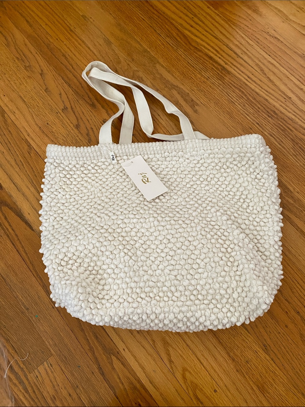 NWT Raj Anthropologie Chenille Popcorn Stitch Tote Bag in Cream